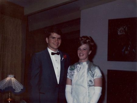 Gail Beasley and I ready for Prom, 1969.