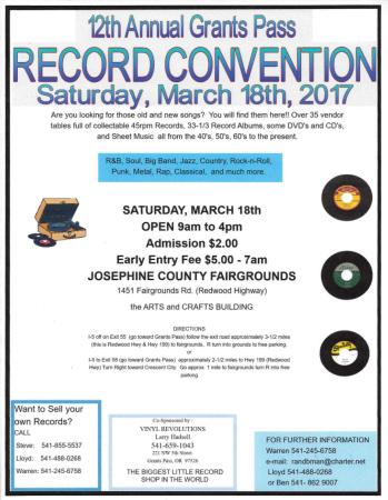 Grants Pass, March Record Show