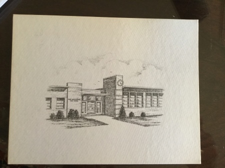 Drawing of West Meck from diploma