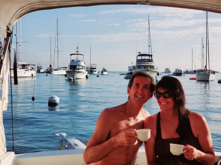 Morning cappuccinos in Catalina.