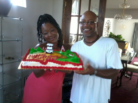 my birthday/A Golf course cake. with cart