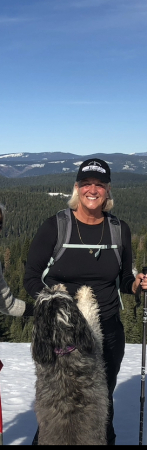 On top of the world w/ my snowshoeing partner.