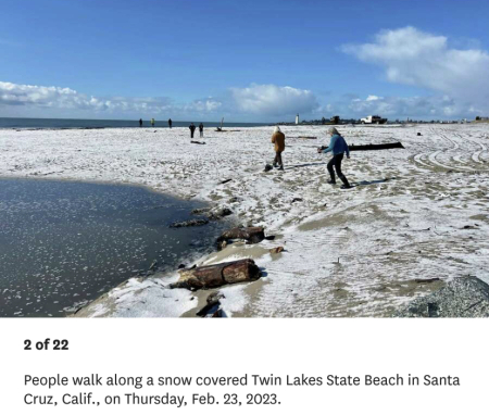 Here is something everyday - snow on the beach