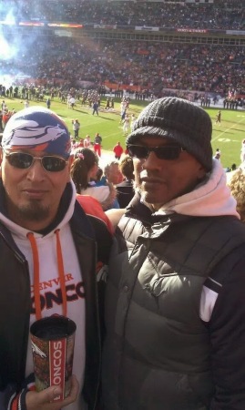 Broncos game, father and son 