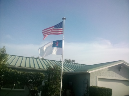 New flags for a pretty day. God bless America.