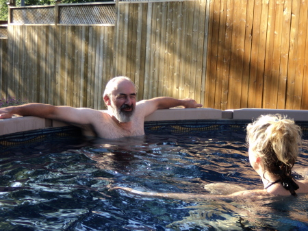 66th birthday party, in the pool.