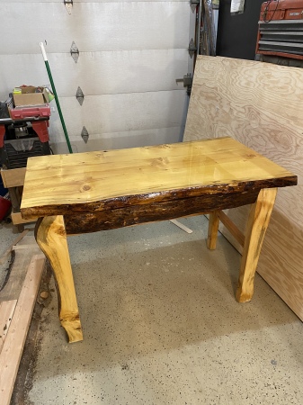 Live edge desk from White Spruce