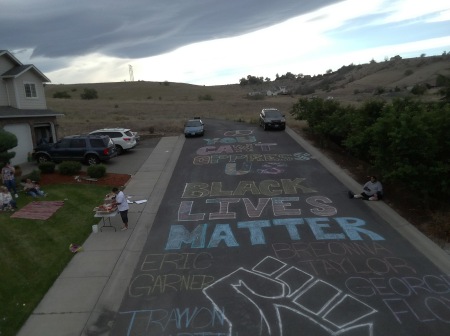 BLM chalk event on my street. Lots of support 