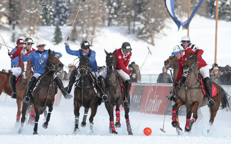 Frozen lake Polo match in St. Moritz  Swiss