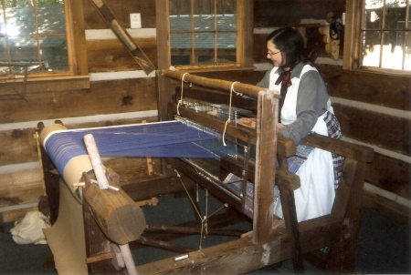 Weaving on 150 year old loom