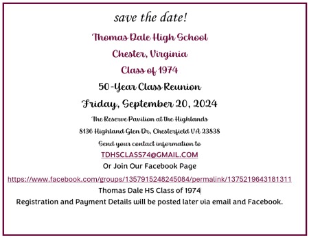 Thomas Dale High School Reunion