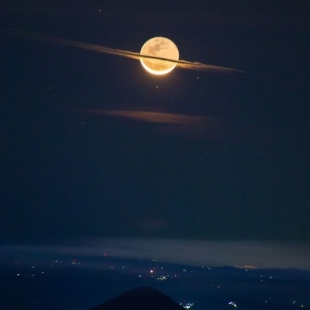 The moon dressed up like Saturn