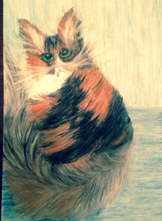 Pippa in  chalk and oil pastels 