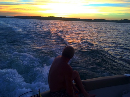 Sunset on Lake Lanier on the back of my Boat