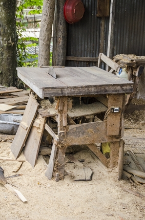 A table saw use to cut wood for building boats
